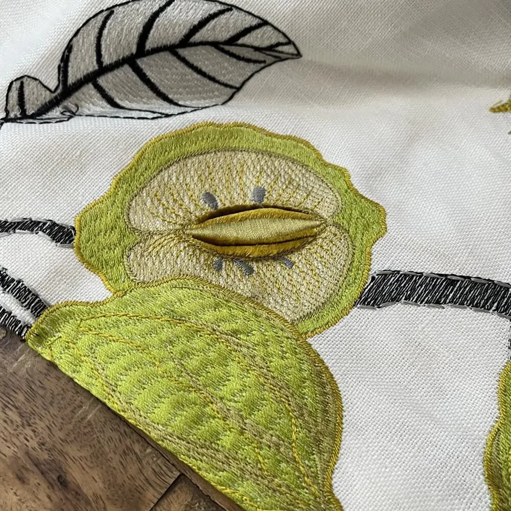 2 Nobilis Daiquiri Botanical Embroidered Drapery Linen Pencil Pleat Lined